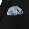 SHLAX&WING Men's Paisley Pattern Silk Ultra Large Blue Pocket Square