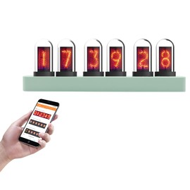 TPHRAVAL Nixie Clock IPS Clock, Display time/Set Alarm, Upload Pictures, Support Mobile Phone/Computer Control, Multiple dial Styles, Multiple Display Modes, can be Used for Gifts (Green)