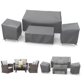 Outdoor Furniture Cover Waterproof, STARTWO Patio Furniture Covers 4 Piece Set, Heavy Duty 500D Patio Furniture Set Cover for Chairs, Couch, Table Coffee, Grey