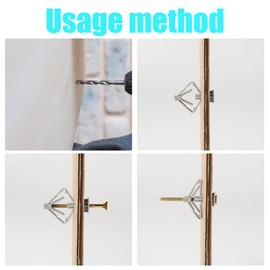 Jetcloud 50pcs Plasterboard Wall Plugs Screws Anti Rotate Drywall Anchor Kit Expansion Tube Butterfly Type Wall Fixing Superior Tight Grip for Gypsum Board Fiberboard Hollow Board