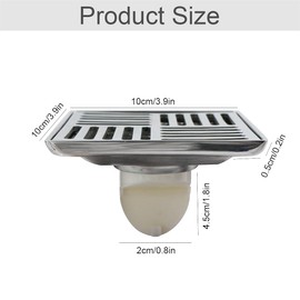 Bathroom Floor Drain Strainer Lid Grid Square Shower Drain Stainless Steel Anti Odour Shower Drain for Toilets, Bathrooms, Kitchens etc (100 x 100 mm, Silver)