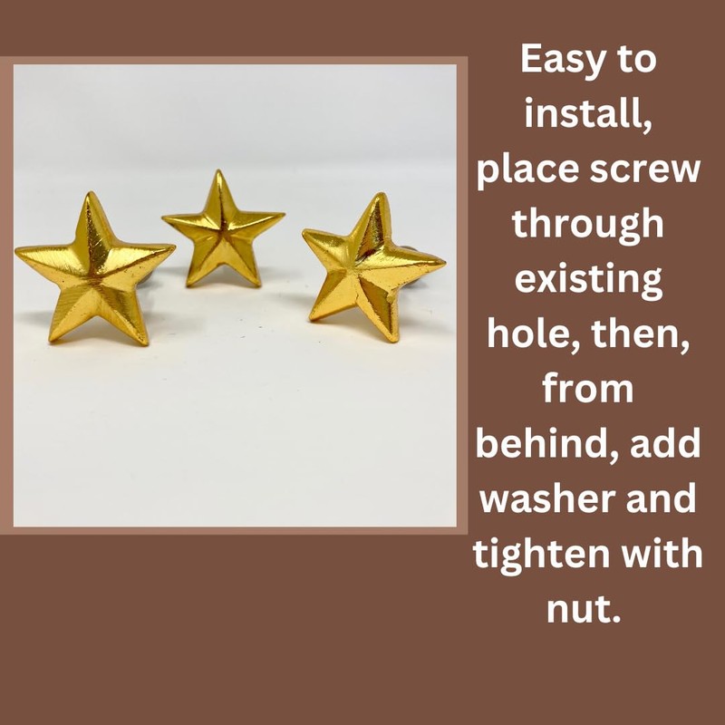 Star Metal Knob, Knob Home Decor Drawer Pull (Gold)