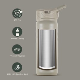 IDEUS Vacuum Insulated Water Bottle, 18 oz Stainless Steel Water Bottles with Straw, Chug and Spout Lid, Reusable Metal Water Bottle Leak Proof Gym Water Bottle, BPA-Free(Celadon)