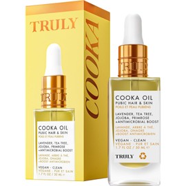Truly- Beauty Cooka Oil - Aceite Suavizante para el Vello Púbico y la Piel - Fórmula Hidratante y Limpiadora de Poros - Refrescante