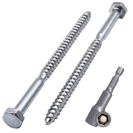 Marcopol (Pack of 6) DIN 571 Zinc Plated Steel Hex Wood Screws M6 x 100mm, Screws, Hex Head Bolt, Hex Head (6, M6 x 100mm), Silver