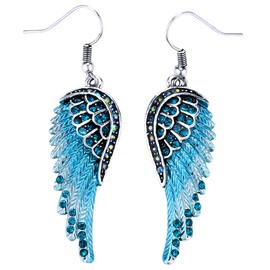 Szxc - Aretes hipoalergénicos con alas de ángel de la guarda para mujer, 5.7 cm, Cristal, no conocido