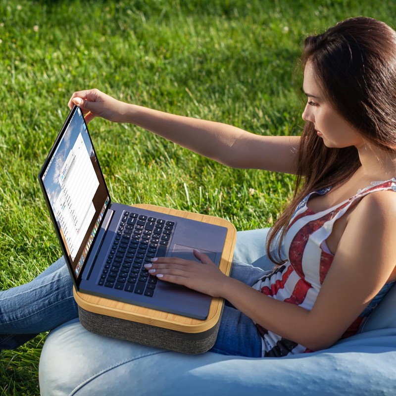 Mayjoy Bamboo Lap Desk with Storage, Cover Removable Lap Desk