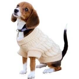 HAPEE Dog Sweaters for Small Dog Classic Style,Pet Warm Clothes,Puppy Cat Dog Sweatshirt (Twist-19 Beige, Small)