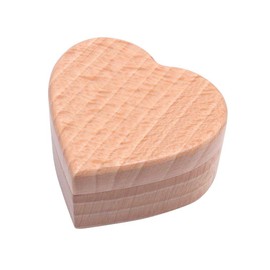 Shiwaki 2.16 x 2.35 x 1.25 inch Beech Wood Engagement Ring Box, Solid Wood Heart Shaped Ring Box for Proposal Wedding - Beech