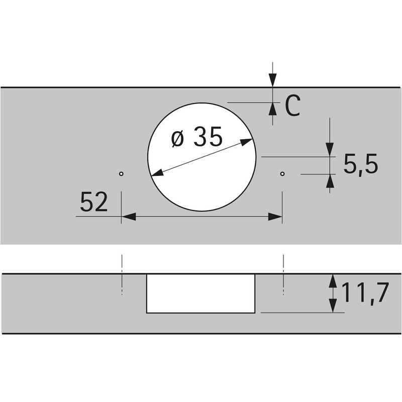 Charnière HETTICH Sensys 8687 - Base 12.5 mm TH 52