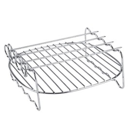 Akozon Airfryer Accessories Air Fryer Rack Set Hot Air Fryer Grill Grate and Steaming Rack Hot Air Fryer Accessories Air Fryer Double Layer Rack for Air Fryer