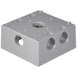 Legrand Pass & Seymour WPB382 Weatherproof Outdoor Box, 2 Gang, 7 Hole 1/2", 30.5 Cubic Inch, Gray (1 Count)