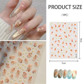 TELAIN 5D Relief Nail Stickers, Goldfish Nail Design in Chinese Style, Koi Fish Nail Stickers, Manicure Decoration for Women & Girls, DIY Accessories, 1 Sheet