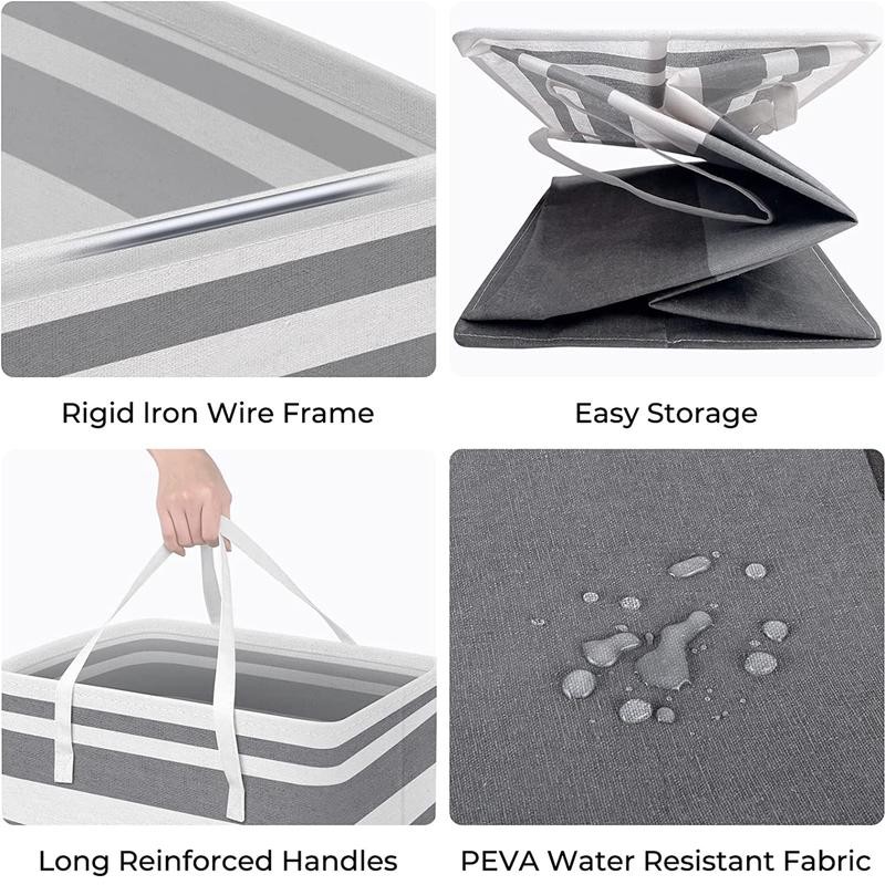 2 Pack Large Laundry Basket 75L - Waterproof Freestanding Clothes