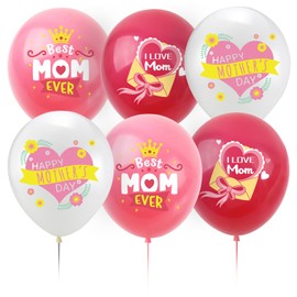 Mothers Day Decorations Balloons - 15Pcs 12inches Happy Mothers Day Balloons,I Love Mom Latex Balloons,Best Mom Ever Balloons,Pink White and Rose Party Balloons for Mothers Day Party Supplies