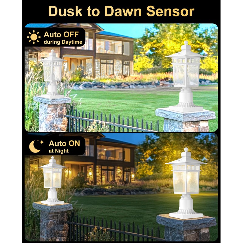 APOTO Dusk to Dawn Outdoor Post Lights, Waterproof Lamp Post