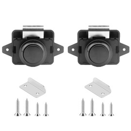 HAFRILY Push Lock Zinc Alloy Push Button Lock, Keyless Cabinet Catch for Furniture Lock Caravan Locks, Drawer, Cabinet Door Locks, Yacht (Pack of 2 Black)