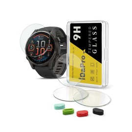 iDaPro [4+4 Pack Screen Protector for Garmin Fenix 8 AMOLED 43mm with Silicone Anti-dust Plugs, 9H Tempered Glass Protection Kit in Reusable Storage Case, Anti-Scratch,Bubble-Free,Easy Installation