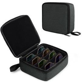 Bukere Travel Sunglasses Organizer Case, Adjustable Slot For Multiple Pairs, Portable Eyeglasses Storage Box for Men Women