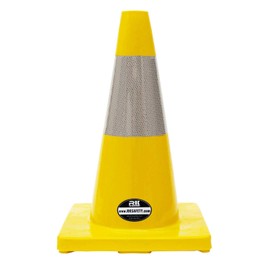 Troy Safety, 18" PVC Traffic Safety Cones with 6" Reflective Tape Yellow, Yellow Base, 12 Cones