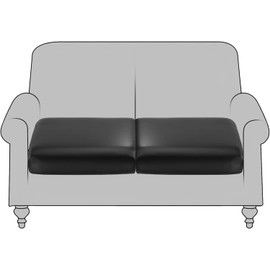 YISUN PU Leather Couch Cushion Cover, Waterproof Stretch Sofa Cushion Slipcovers, Faux Leather RV Chair Seat Covers, Loveseat Cushion Cover Replacement Chair/Furniture Protector, 2Pcs(Black)