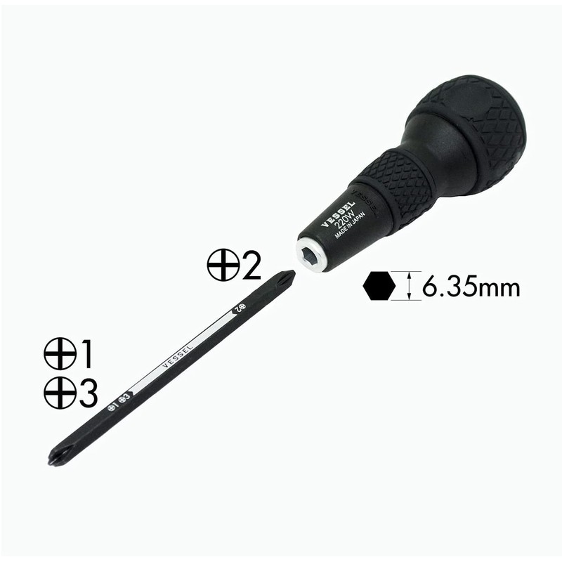 ベッセル(VESSEL) ボールグリップ 差替ドライバー (+2/+1&+3 ビット付) 220W-123