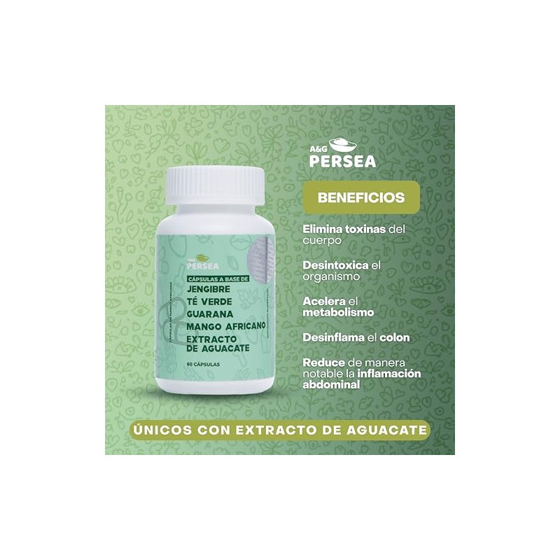 A&G PERSEA Cápsulas a base de té verde con jengibre,