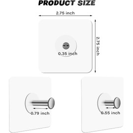 Adhesive Wall Hooks, NO Damage Wall Hanging Hooks Sticker, Heavy Duty Adhesive Hook for Picture Hat Keys Bathroom Kitchen Tools Hanging, Screw Free Wall Hooks (Pack of 8)