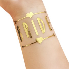 Bachelor Chain Wedding Stem Temporary Tattoo 12 Pack Bride & Bride Bachelor Party Supplies and Accessories Gefälligkeiten Tribe – Metallic Shiny Gold Tattoo (T34, T35)