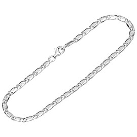 NKlaus Women's Bracelet 925 Sterling Silver 21 cm S Curb Chain Oval Pressed Women's Bracelet Fine 13018, Sterling Silver