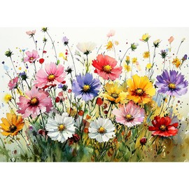 AIRDEA Colorful Cosmos Flowers Acrylic Full Drill Diamond Painting Kits 40x30 cm