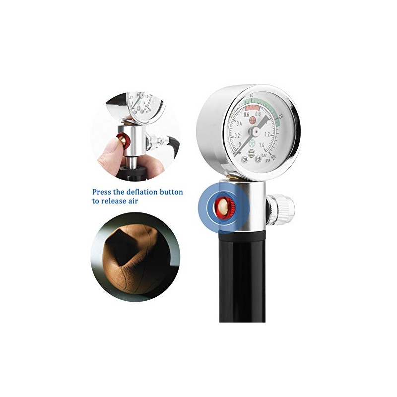 eBall Sports Ball Air Pump with Pressure Gauge & Needles