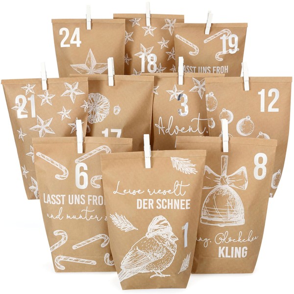 Papierdrachen Extravagant Advent Calendar for Filling - with 24 Brown