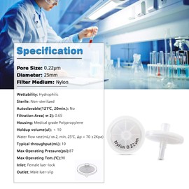 NYL Syringe Filters 25mm 100pcs 25mm-0.22μm 25mm-0.22μm