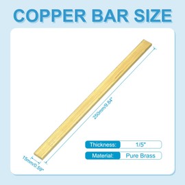 PATIKIL Brass Bar, 1/5"x9.84"x0.59" Pure Flat Brass Plate Solid Metal Sheet Tubing Strip for Crafting Jewelry Plating Repairing Science Class, 1 Pcs