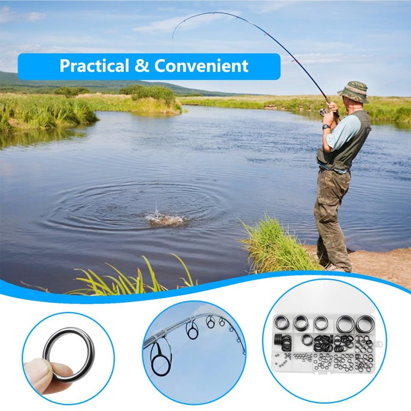 160 PCS Fishing Rod Guide Kit, Black Rod Ceramic Guides