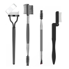 Upgraded Eyelash Comb Set Eyelash Separator, Double Ended Eye Brow Brush & Eyeliner Brush, Lash Spoolie Folding Eye Makeup Tools for Women Girls, Traveling and Daily Use, 4PCS