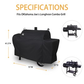 SUPJOYES Grill Cover for Oklahoma Joe's Longhorn Combo Grill, Heavy Duty Waterproof Oklahoma Joe's Longhorn Combo Charcoal Gas Smoker Grill Accessories