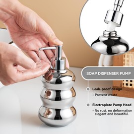 Silver Soap Dispenser Pump, Leak-Proof Design Hand Lotion Bottle, Soap Dispense Pump, Refillable Liquid Hand Soap Jar, Ceramic Soap Dispensers for Bathroom, Kitchen