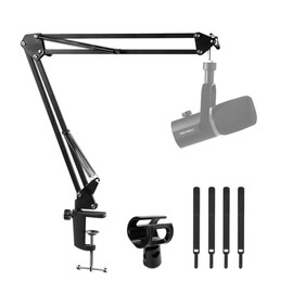 FEELWORLD AMS1 Micrófono Boom Arm, ajustable Mic Arm Stand con 3/8 «a 5/8» Tornillo, Compatible con PM1 y otros micrófonos para Podcast Straming Gamin