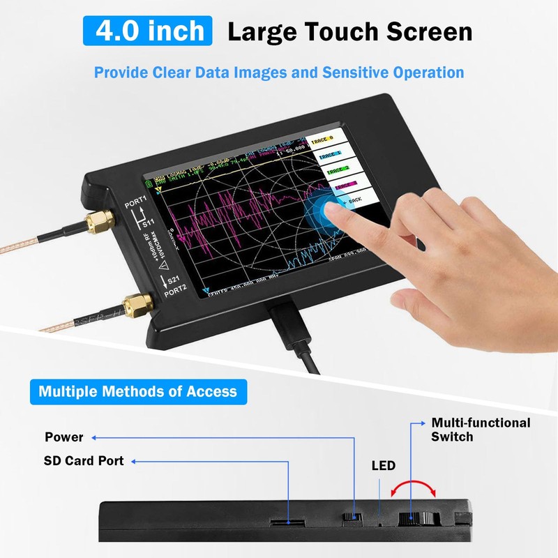 AURSINC NanoVNA-H4 Vector Network Analyzer 10KHz-1.5GHz V4.3 4 Inch Nanovna