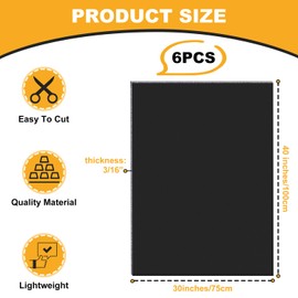 Kathfly 6 Pack Large Foam Boards Bulk 3/16 inch Thickness Giant Foam Core Board Presentation Board Multipurpose Blank Board for Presentation Project Crafts Mounting School Display(30 x 40 Inch,Black)