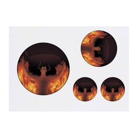 4 x 'Demonic Figure in Flames' Temporary Tattoos - Water Resistant, Skin-Safe, Non-Toxic Transfers, Mixed Sizes (TO00085026)