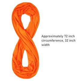 allydrew Soft Lightweight Jersey Knit Solid Color Infinity Scarf Jersey Circle Scarf, Orange, One Size