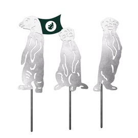 VERDOBA Meerkat Garden Decoration in Silver - Meerkat Figurine Set with Light Antique Finish - Garden Stake Silver - Garden Decoration Made of Sturdy Iron for Garden, Balcony and Patio