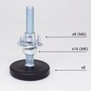 SKIR'CO Furniture Leveling Feet M6 x 40mm Adjustable Round Legs