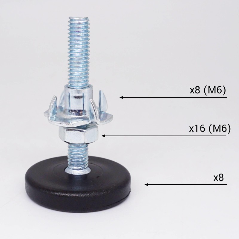 SKIR'CO Furniture Leveling Feet M6 x 40mm Adjustable Round Legs
