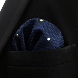 SHLAX&WING Blue Pocket Square Dots Dotty Mens Hanky Silk Business Gift Groomsmen