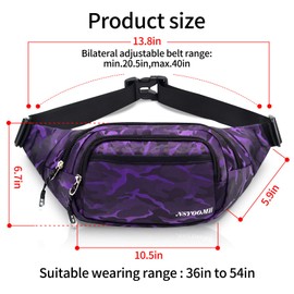 NSYOOMH Large Fanny Packs for Women, 5-Zipper ​Pockets Water Resistant Practical Waist Bag, for Outdoor Running Cycling Sports Travel Hiking Camping Fishing Fashionable Camo ​Belt Bags