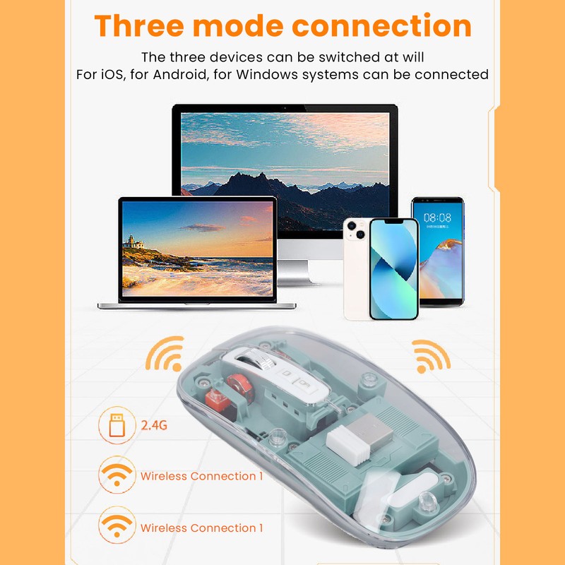 Bluetooth Wireless Mouse BT1 BT2 2.4GHz 3 Mode Silent Adjustable